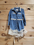 Girls 5T Denim Dress w/ Vintage Lace
