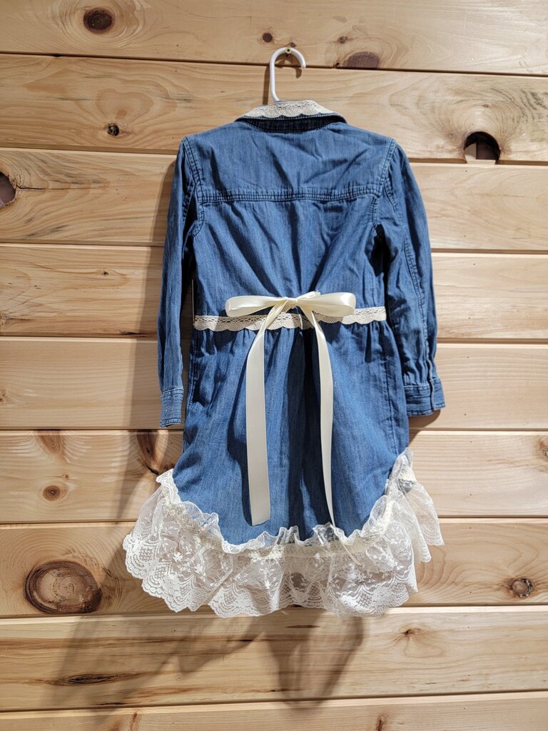 Girls 5T Denim Dress w/ Vintage Lace