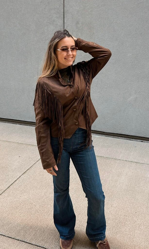 Fringe brown jacket large
