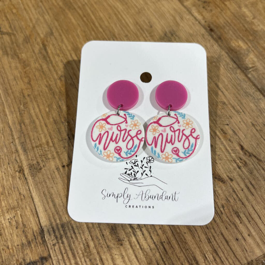 Floral Nurse Circle Dangles