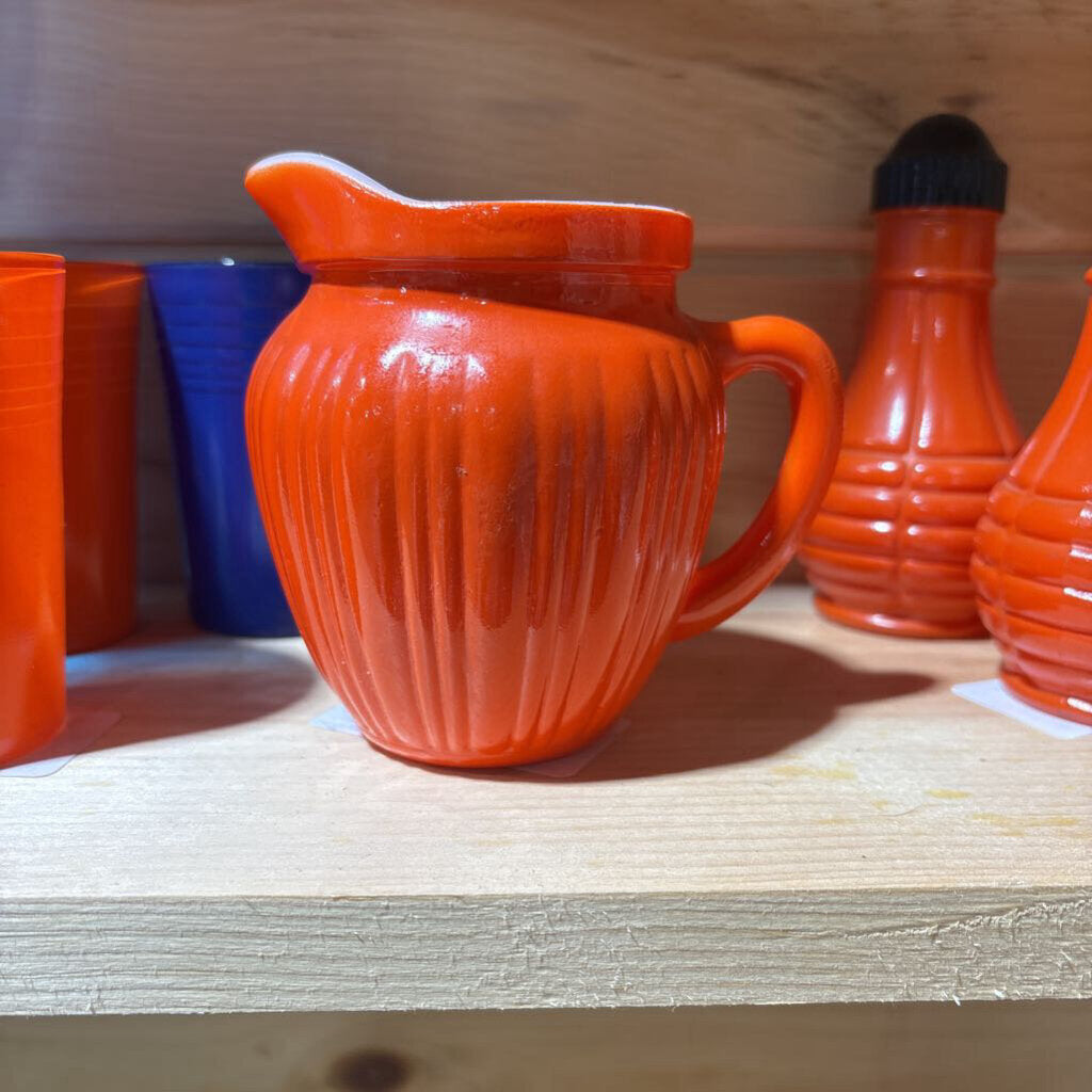 Vtg Hazel Atlas Red Orange Creamer Pitcher