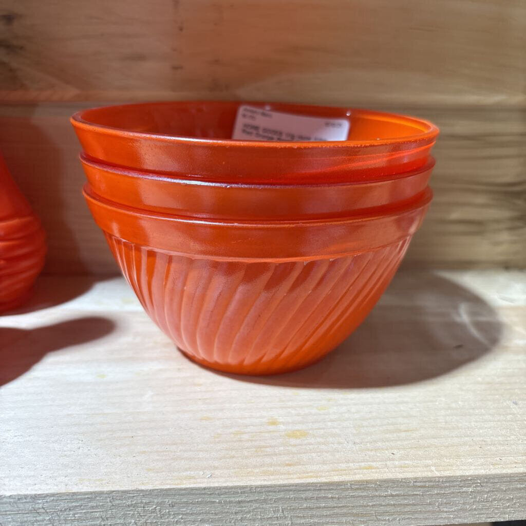 Vtg Hazel Atlas Red Orange Bowls 3pc