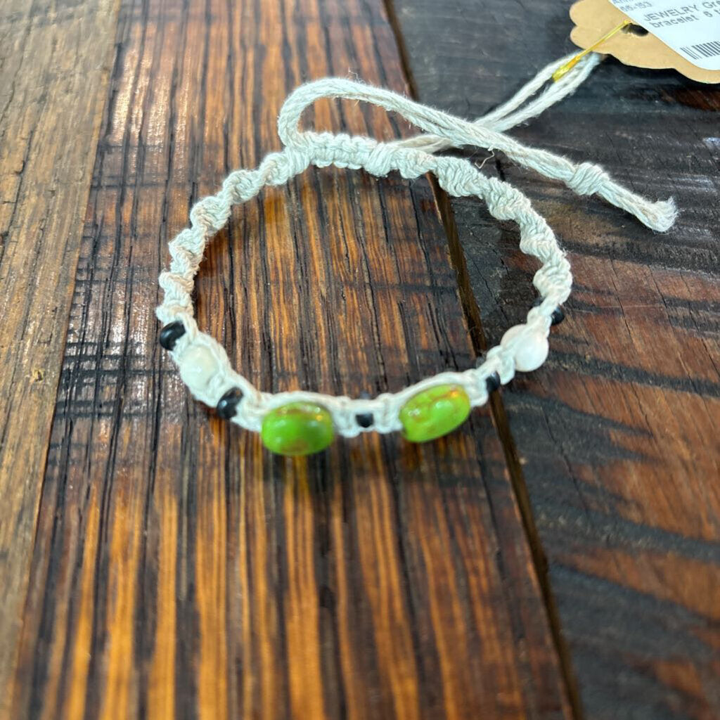 Green black and white bracelet