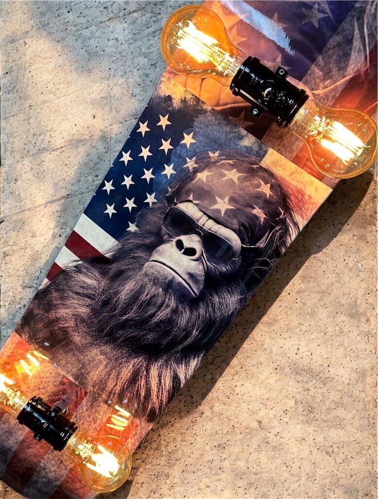 Patriotic Bigfoot Skateboard Lamp