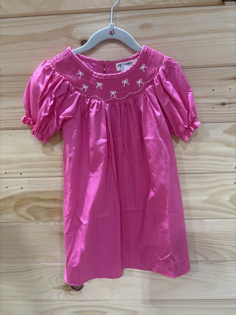 Hot Pink Smocked Bow Dress