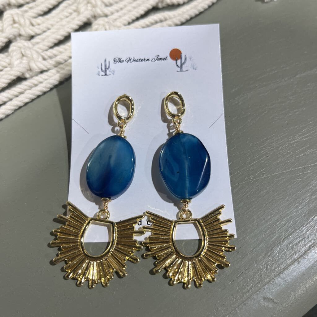 Blue haze earrings 14k gold plated