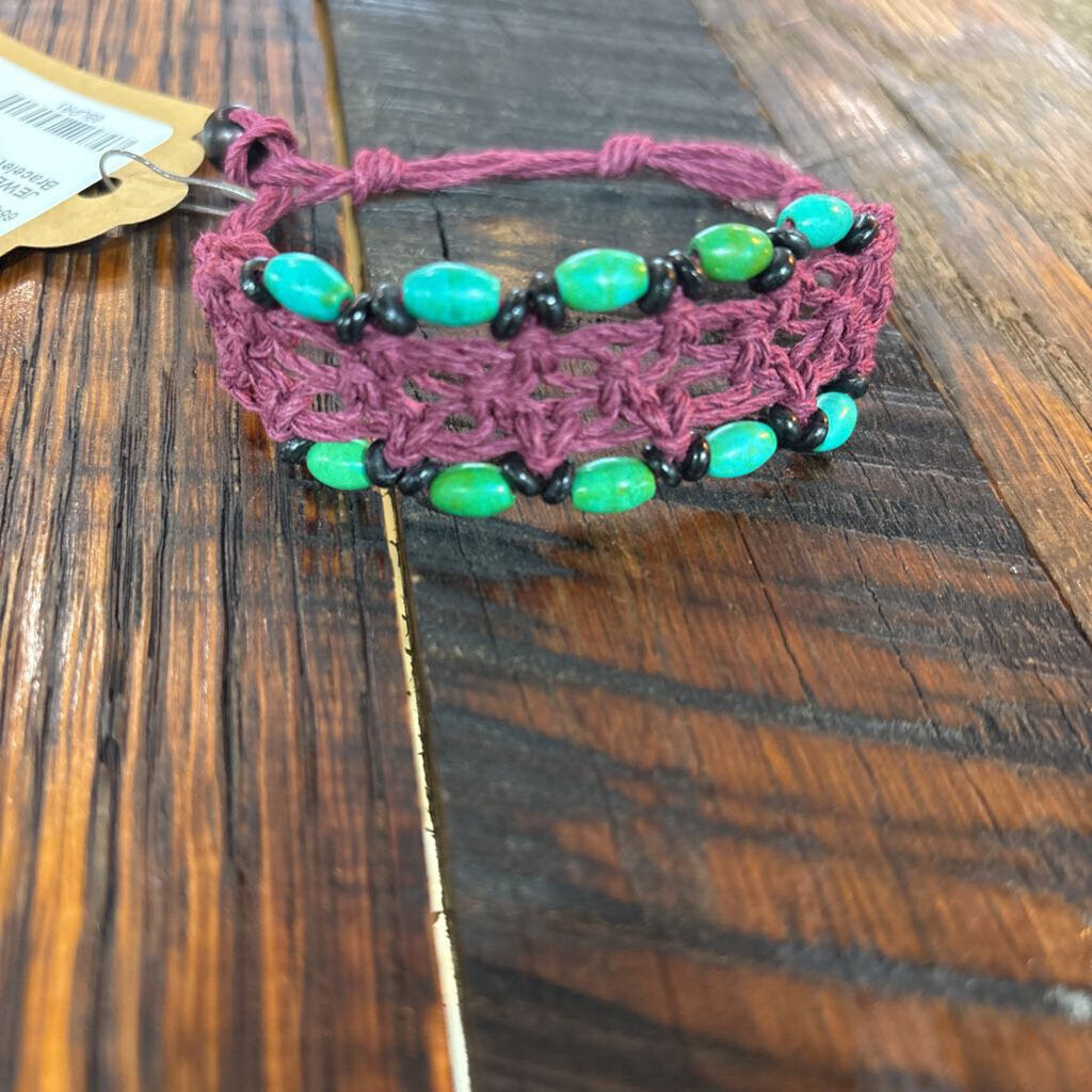 Maroon and Turquoise Bracelet