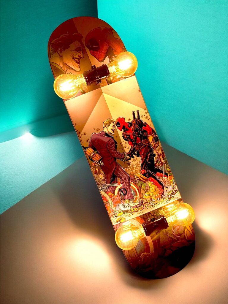 Thor and Deadpool Skateboard Lamp