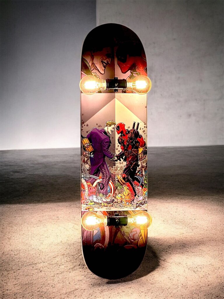 Thor and Deadpool Skateboard Lamp