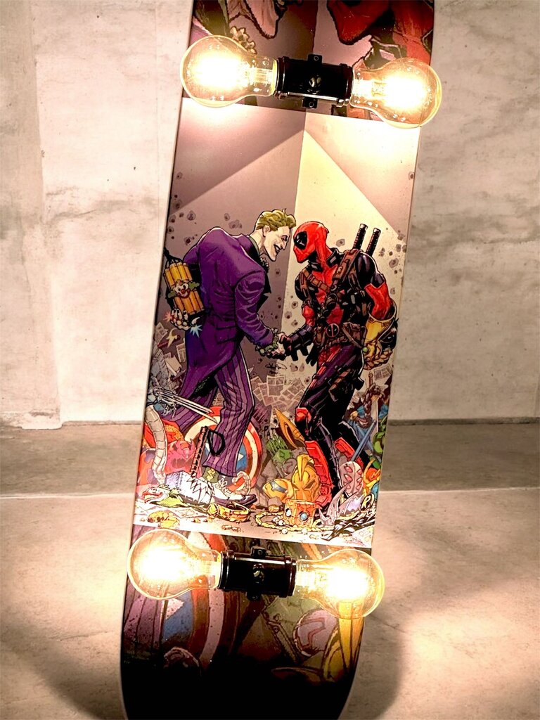 Thor and Deadpool Skateboard Lamp
