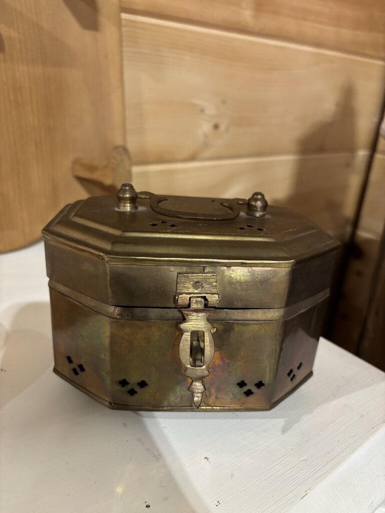 Octagon Brass Trinket Box