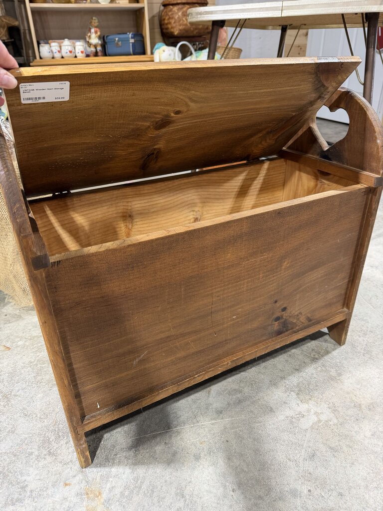Wooden Heart Storage Bench