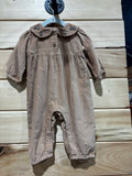 Beige Floral Smocked Romper 3M