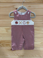 Boys Red Gingham Baseball Romper 6m