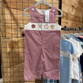 Boys Red Gingham Baseball Romper 12m