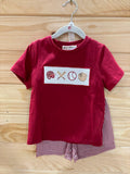 Red Smocked Baseball Short Set 5
