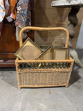 Wicker/Green Magazine Basket
