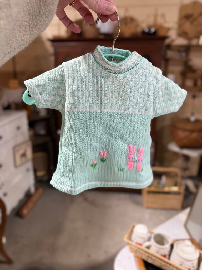 0-3mo Green Checkered Baby Shirt w/bloomer Peter Rabbit