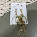 Genuine turquoise, howlite 14K plated gold earrings