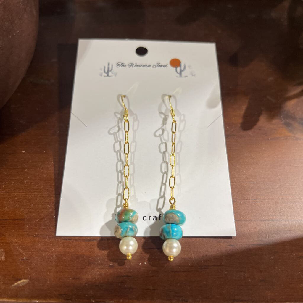 Genuine turquoise waterfall earrings