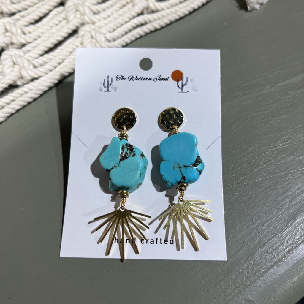 Sun drop earrings 14Kgold plated dyed howlite