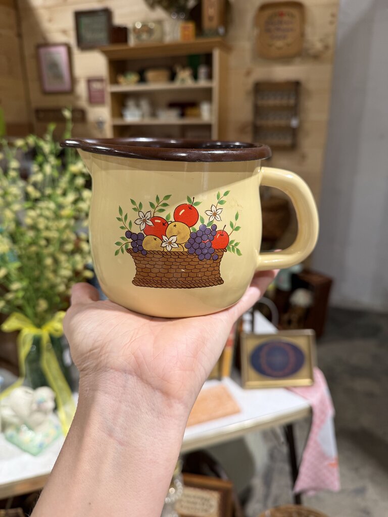1980s Small Enamel Fruit Basket Pitcher
