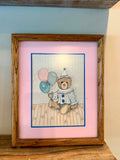 Lg Framed Pink Teddy Bear w/balloon