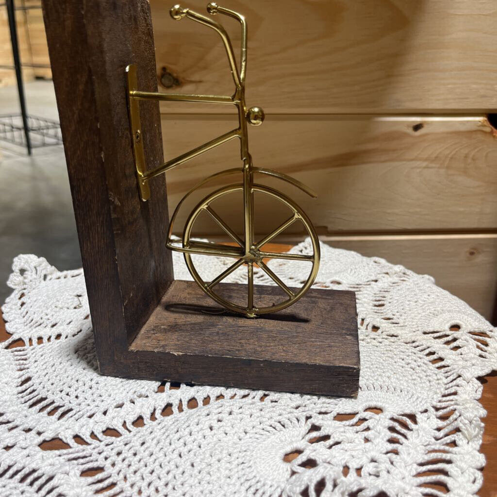 Wood Bookend w/Bicyle
