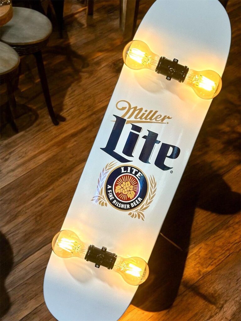 Skateboard Lamp - Miller Lite