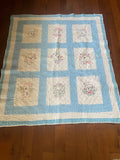 Blue/White Hand sewn Baby Quilt