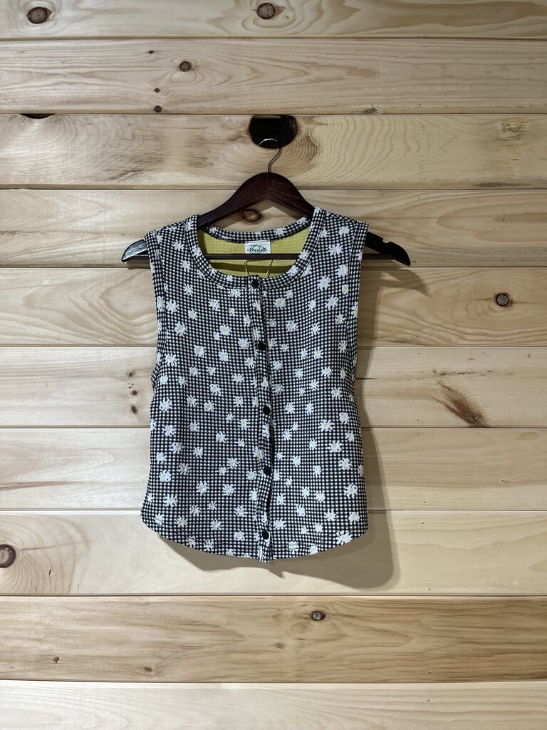 Floral Printed Sleeveless Fitted Button Down Top