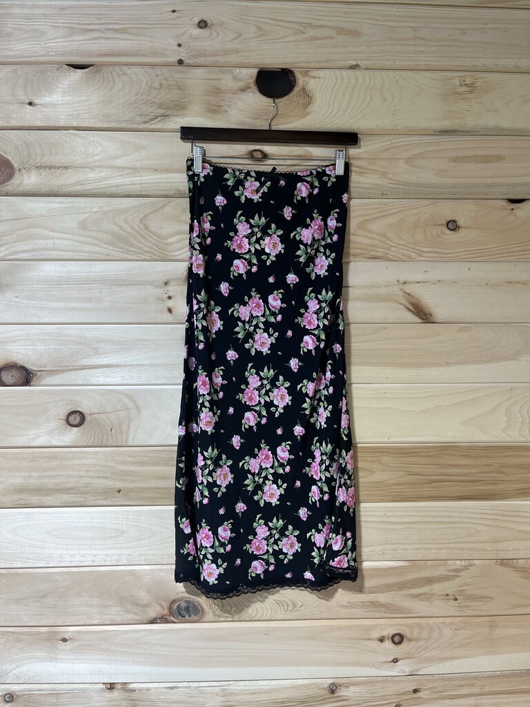 Black Floral Skirt