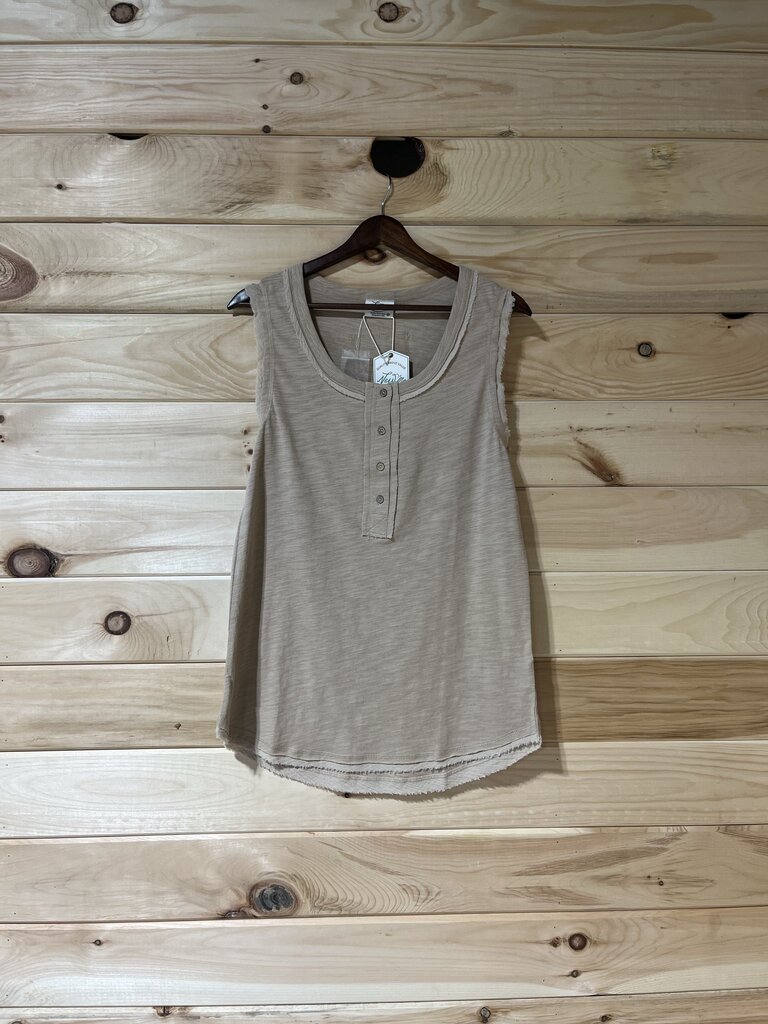 Taupe Sleeveless 3 Button Top