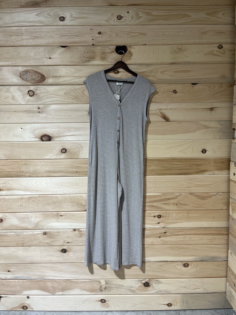 Oatmeal Striped Sleeveless Romper