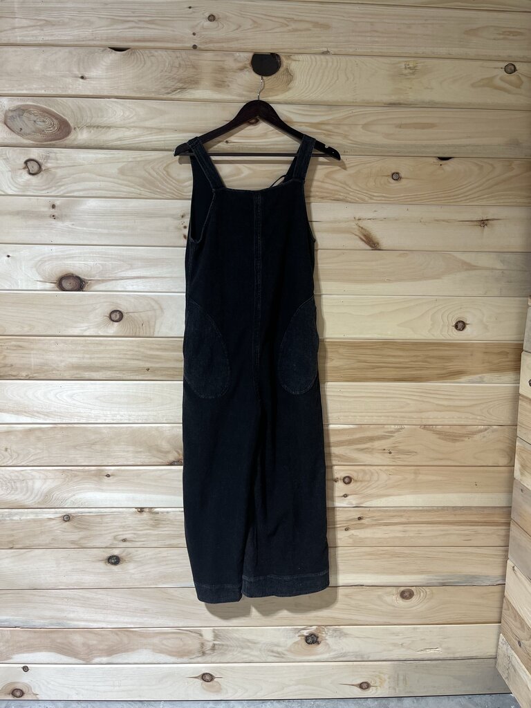 Black Acid Washed Waffle Knit Sleeveless Romper