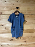 Blue Short-Sleeved Short Romper