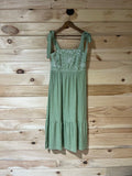 Sage Embroidered Midi Sleeveless Dress