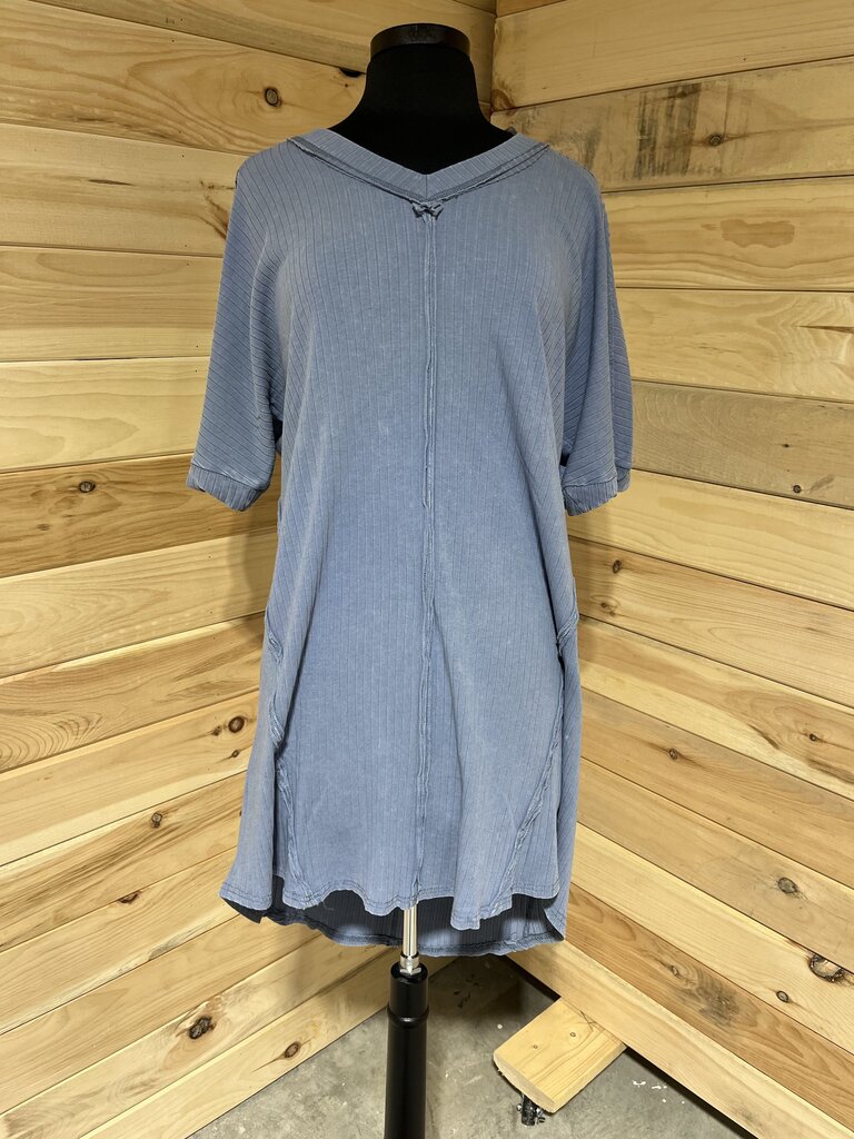 Blue Ribbed Dress