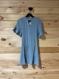 Blue Button-Down Ruffle Dress