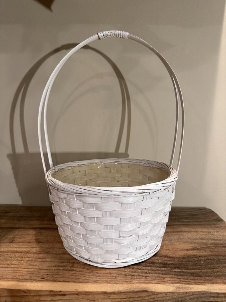 8" White Basket w/handle