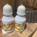 Milk glass w/orange floral s&p