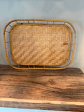 13" Bamboo & Wicker Serving Tray