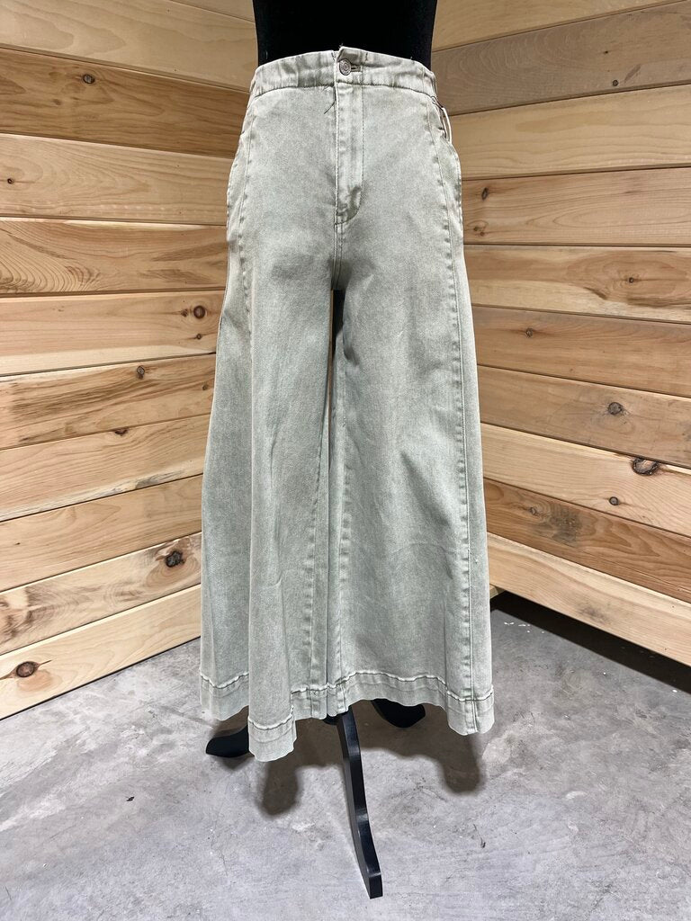 Zenana Olive Flare Cropped Denim