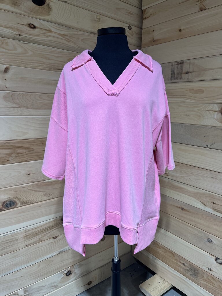Pink Collar Top