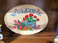 Floral Hand Stenciled Welcome Sign