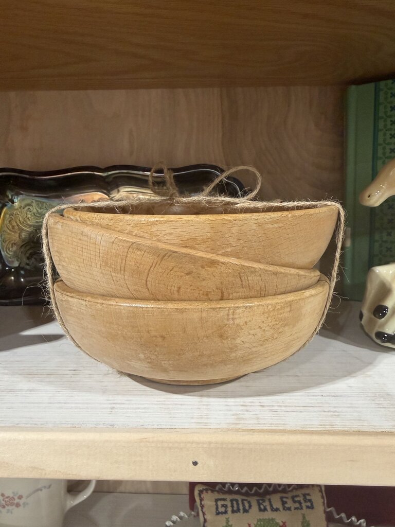 Set of 3 MCM Wooden Decorative Bowls