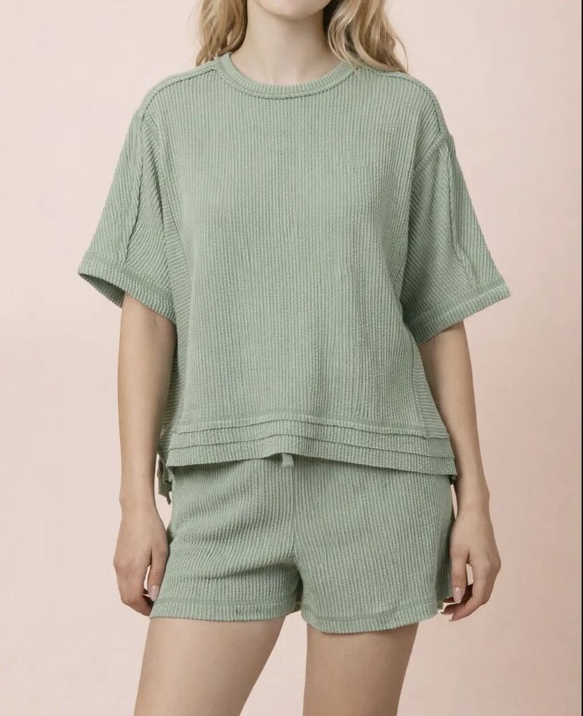 Ribbed Knit Comfy Top & Short Set