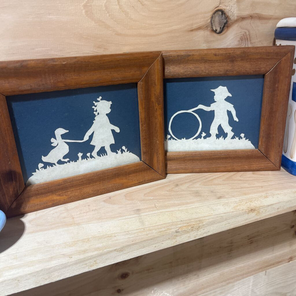 Set of 2 vintage folk art prints