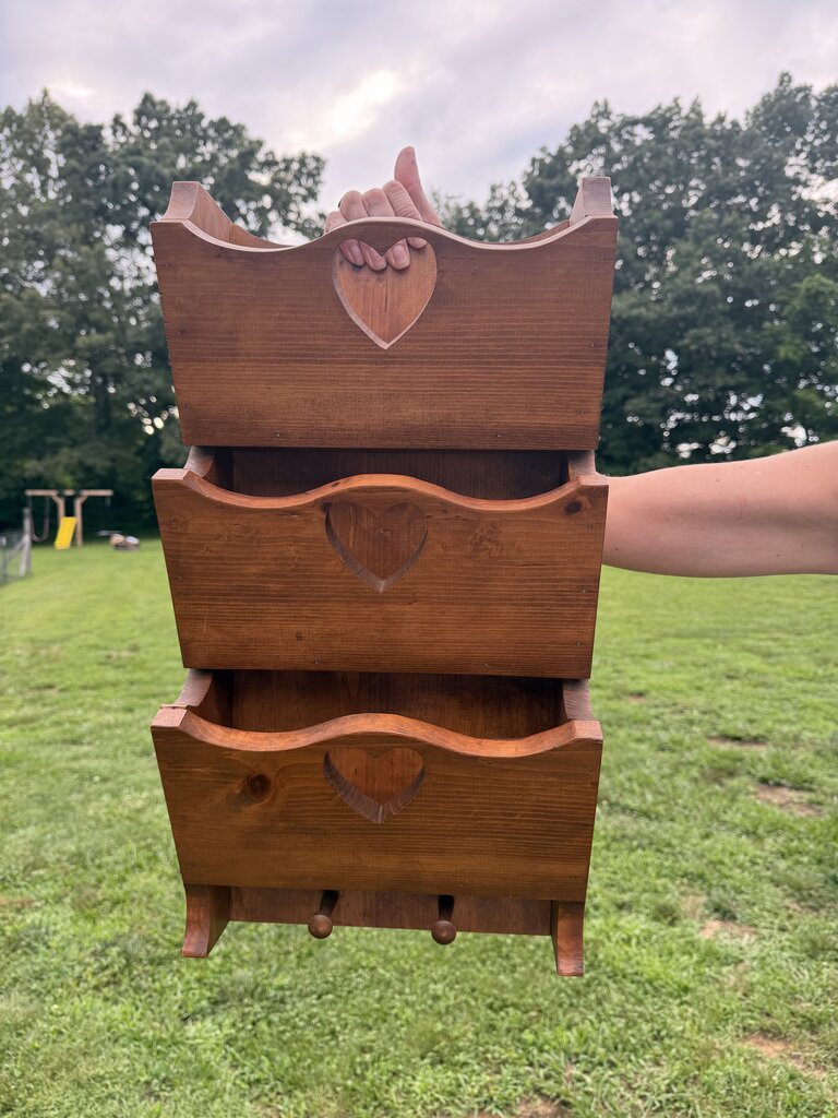 Wooden Heart Wall Organizer