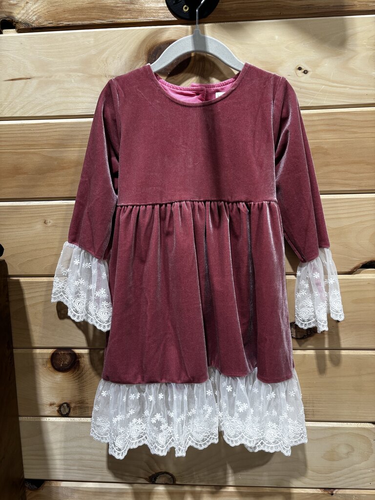 Pink Velvet & Lace Dress 4